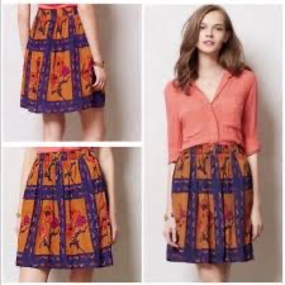 Maeve multicolor floral silk sequins mini Skirt stretch waist Size‎ large